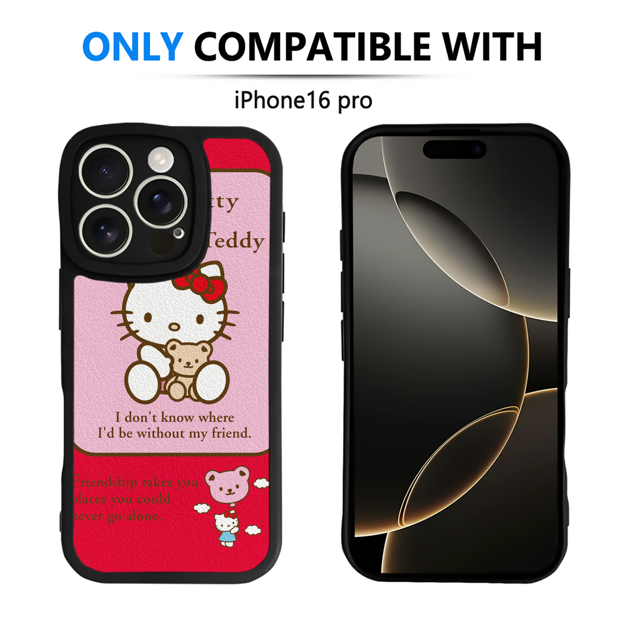 （画像用） Hello Kitty ハローキティ 【iPhone 16シリーズ対応】シリコンスマホケース（レザー調） 材質：シリコン